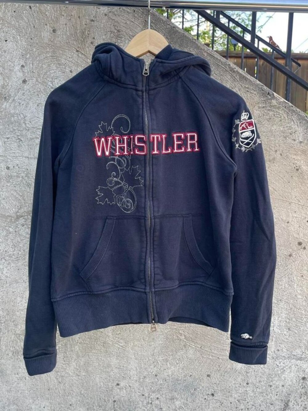 Y2k Roots Whistler spellout zip up hoodie size medium